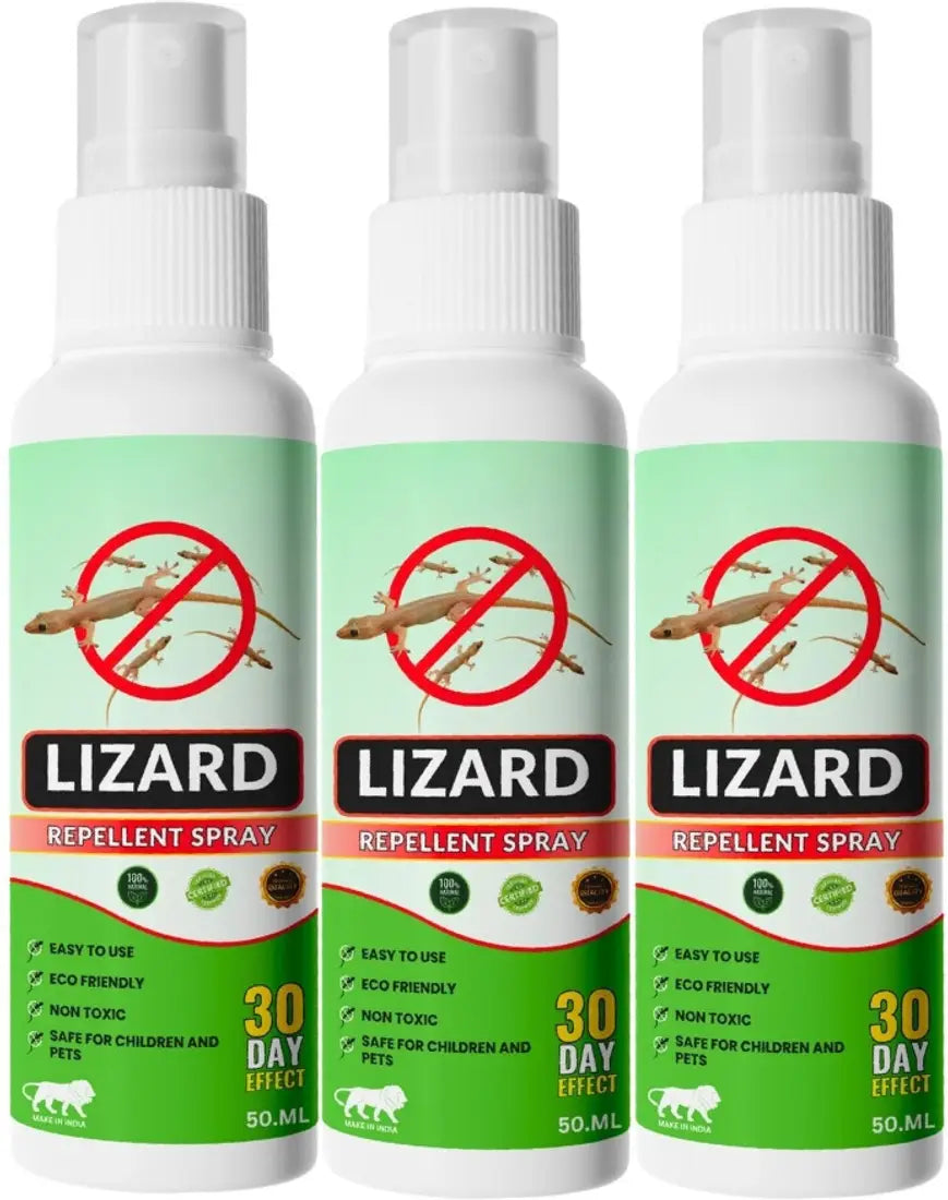 Natural Herbal Lizard Repellent Spray (Pack of 3 × 50ml) | Chemical-Free Indoor Lizard Spray | Long-Lasting Protection for Home